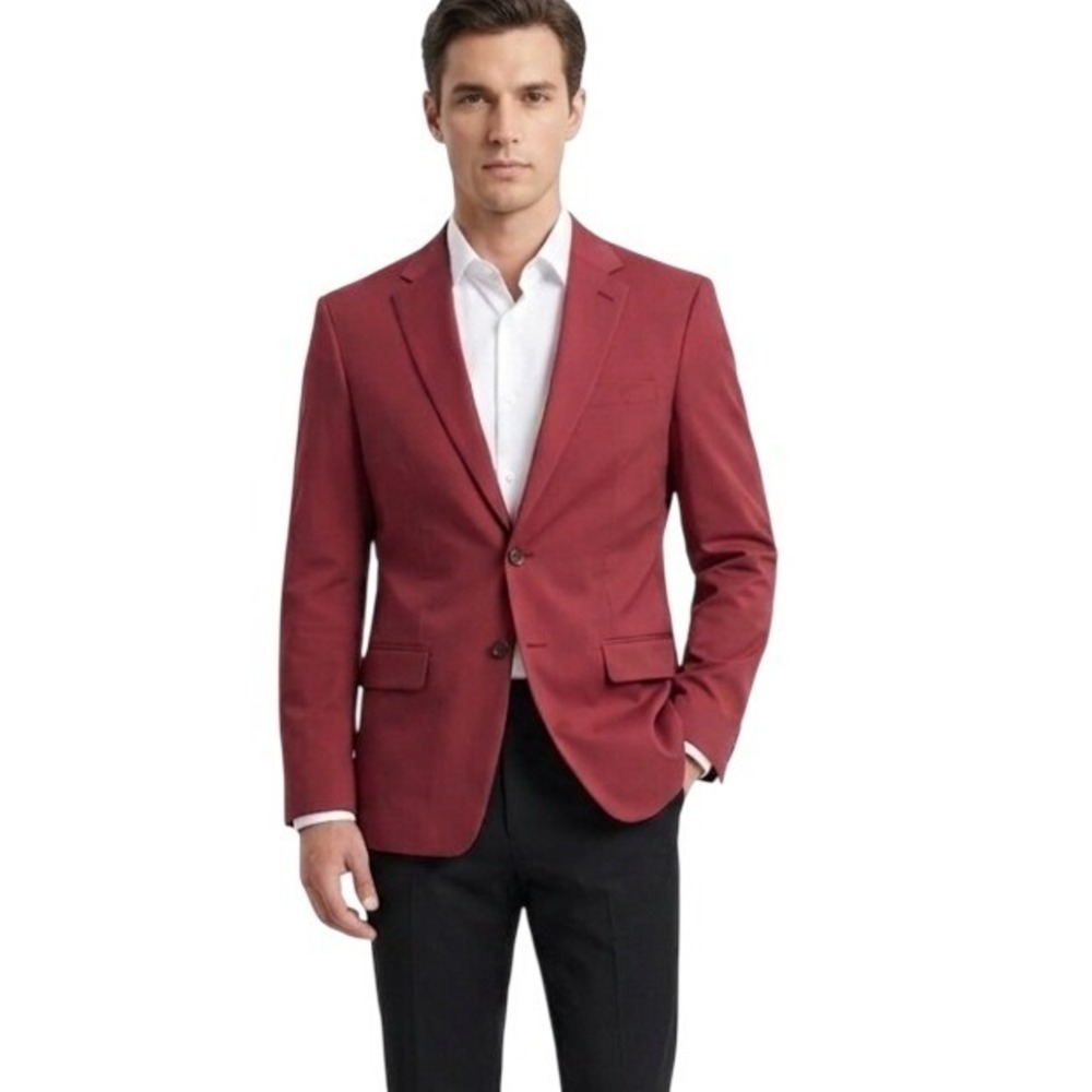 StudioSuits Blazer Mens 42R Burgundy‎ Red Italian Caccioppoli Cotton Puro Cotone